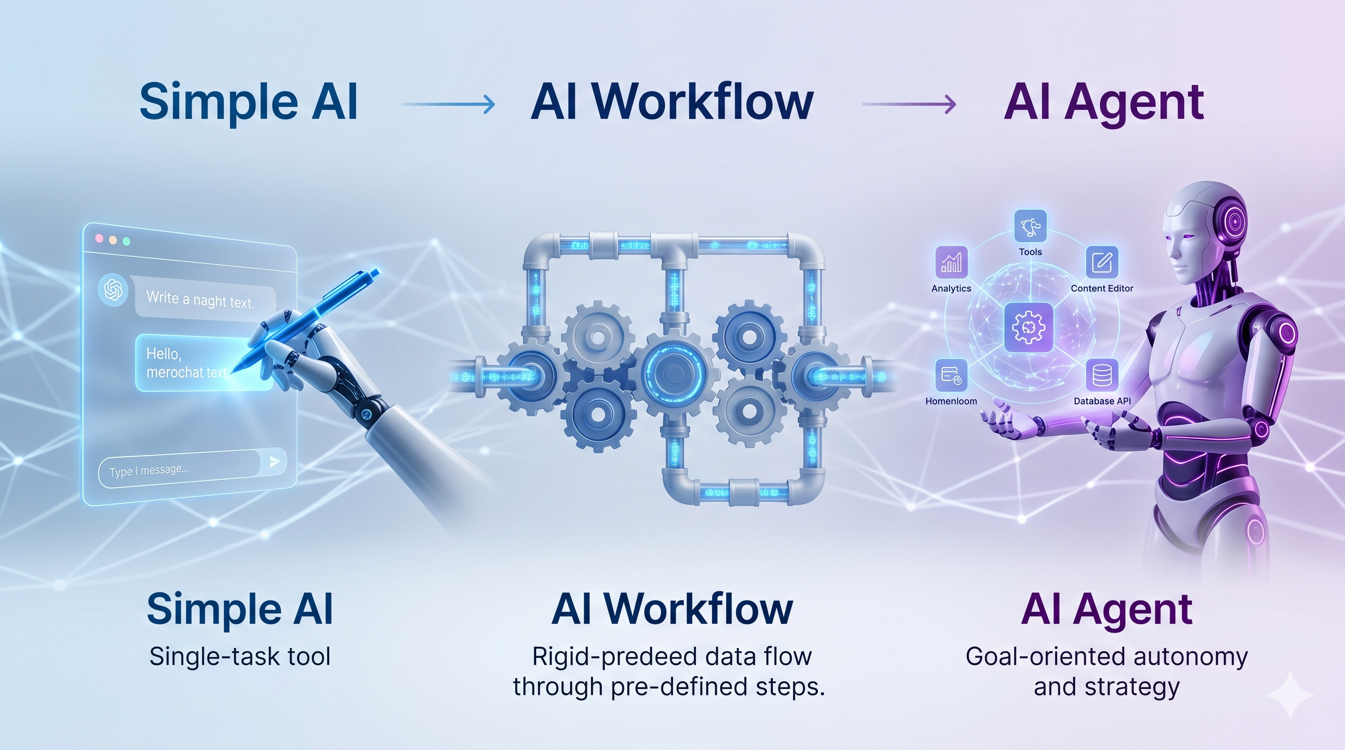 3 cấp độ sử dụng AI đơn giản  - sử dụng AI đơn giản (one-shot prompting), AI Workflow, AI Agent