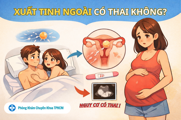 Xuất tinh ngoài có mang thai không? Địa chỉ khám kiểm tra thai tốt nhất TPHCM